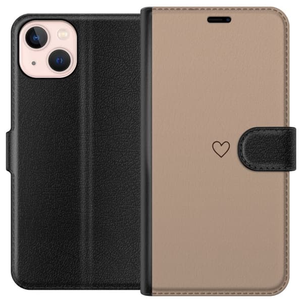 Kompatibelt Plånboksfodral till Apple iPhone 13 mini Hjärta Brun