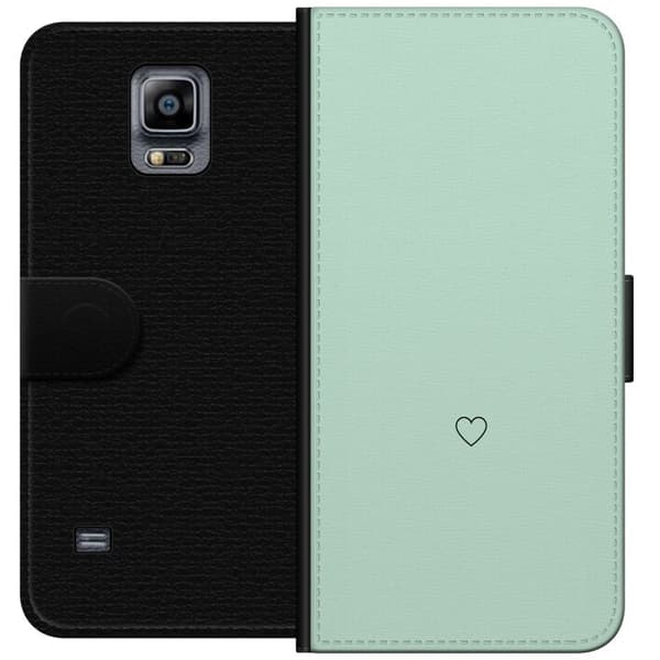 Kompatibel Tegnebogsetui til Samsung Galaxy Note 4 Enkel sort hjertekontur centreret mod mintgrøn baggrund