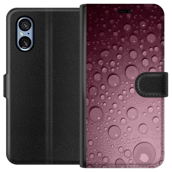 Kompatibelt Plånboksfodral till Sony Xperia 5 V Rosa vattendroppar