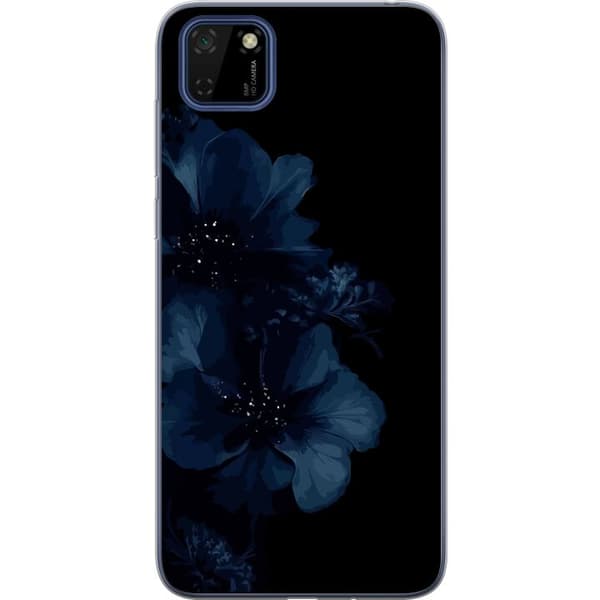 Kompatibelt Mobilskal till Huawei Y5p Mörkblå blommor