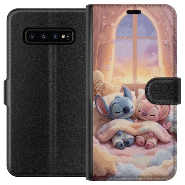 Kompatibelt Plånboksfodral till Samsung Galaxy S10 Sovande blå och rosa figurer
