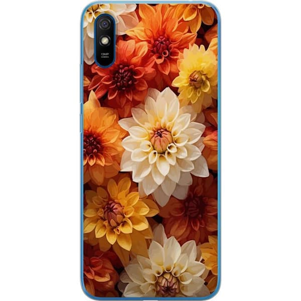 Kompatibelt Mobilskal till Xiaomi Redmi 9A Blommor Orange
