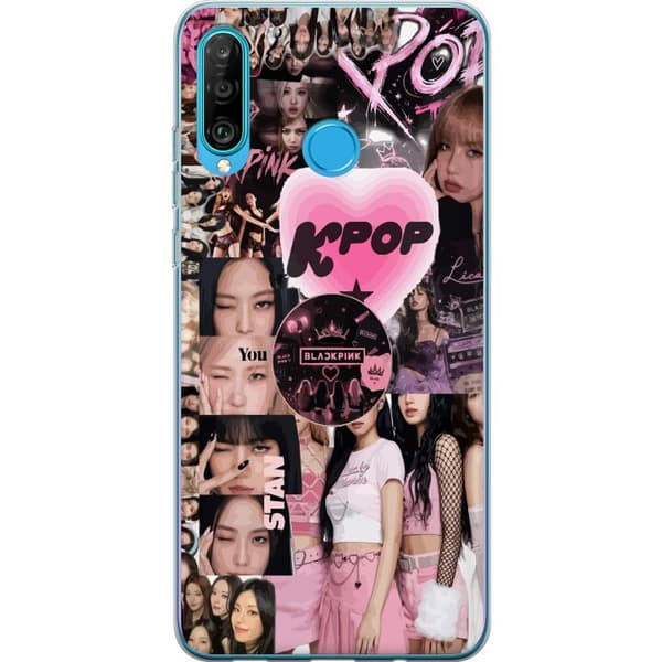 Kompatibelt Mobilskal till Huawei P30 lite Rosa K-pop collage