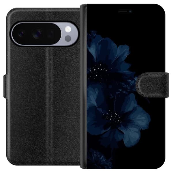 Kompatibelt Lommeboketui til Google Pixel 11 Pro Mörkblå blommor