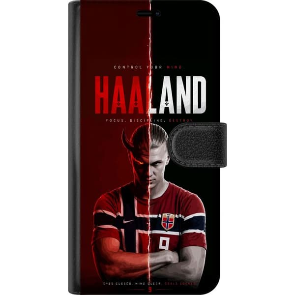 Kompatibel Tegnebogsetui til Apple iPhone 8 Plus Dramatisk fodboldmotiv med rød og sort delt effekt