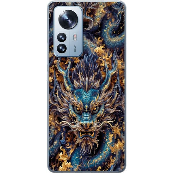 Kompatibelt Mobildeksel til Xiaomi 12 Pro Nærbilde av kraftig fantasydrage
