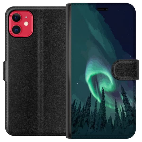 Yhteensopiva Lompakkokotelo Apple iPhone 11 Norrsken över vinterlandskap
