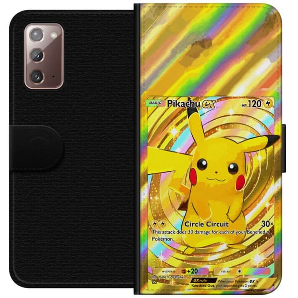 Kompatibelt Lommeboketui til Samsung Galaxy Note20 Blank Pikachu EX-design med samlebåndsfølelse