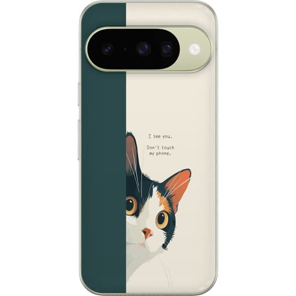 Yhteensopiva Puhelinkuori Google Pixel 10 Katt som kikar fram
