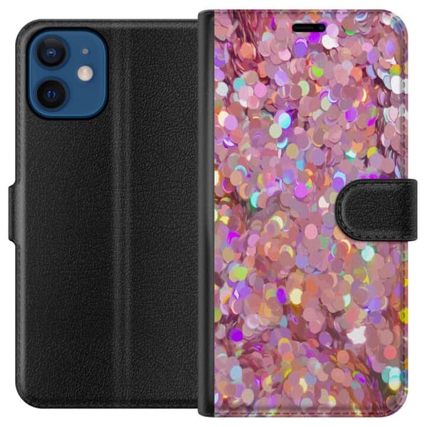 Kompatibelt Lommeboketui til Apple iPhone 12 Rosa Glitter
