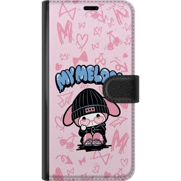 Kompatibelt Lommeboketui til Apple iPhone 17 Pro Max Søt kaninfigur med hjertebriller og graffitimønster