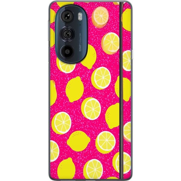 Kompatibelt Mobildeksel til Motorola Edge 30 Pro Citronmönster rosa