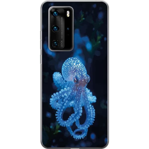 Kompatibelt Mobildeksel til Huawei P40 Pro Nærbilde av blå blekksprut