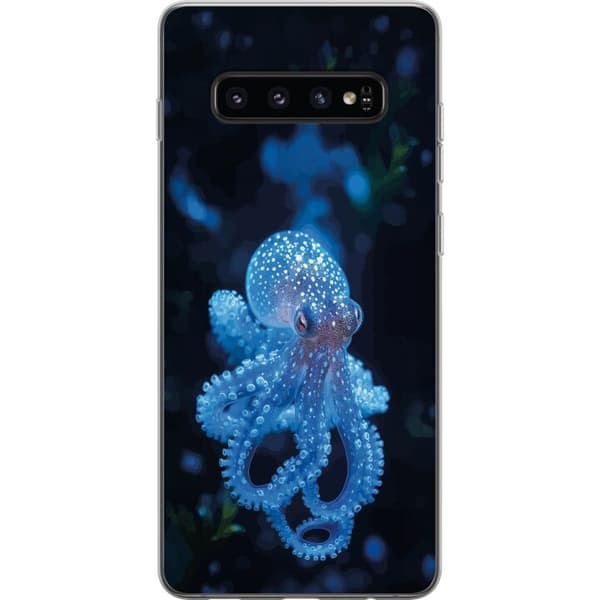 Kompatibelt Mobildeksel til Samsung Galaxy S10 Nærbilde av blå blekksprut