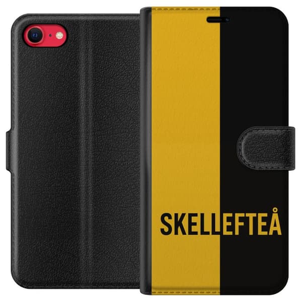 Kompatibel Tegnebogsetui til Apple iPhone 7 Moderne typografisk layout i sort og gult med et elegant udtryk