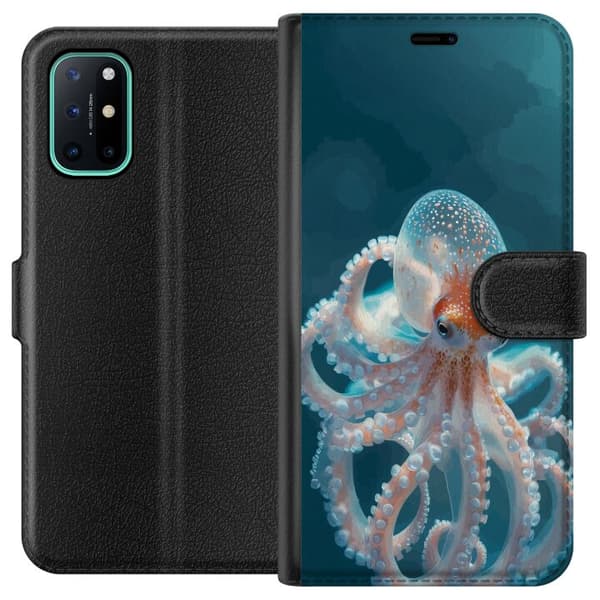 Kompatibel Tegnebogsetui til OnePlus 8T Nærbillede af blæksprutte med bløde farvetoner