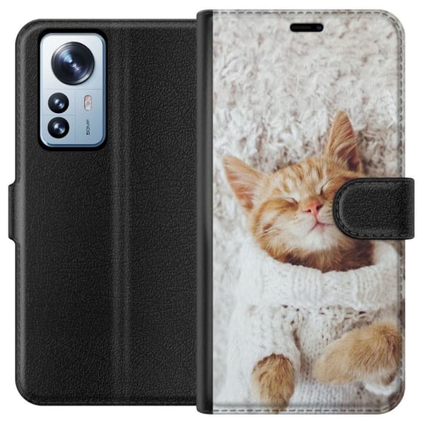 Kompatibelt Plånboksfodral till Xiaomi 12 Pro Kitty Sweater