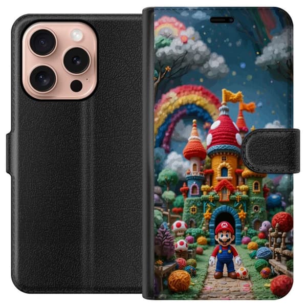 Kompatibel Tegnebogsetui til Apple iPhone 16 Pro Super Mario-inspireret eventyr tema