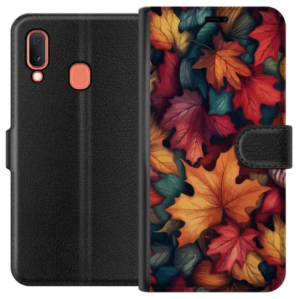 Kompatibelt Plånboksfodral till Samsung Galaxy A20e Höstlöv