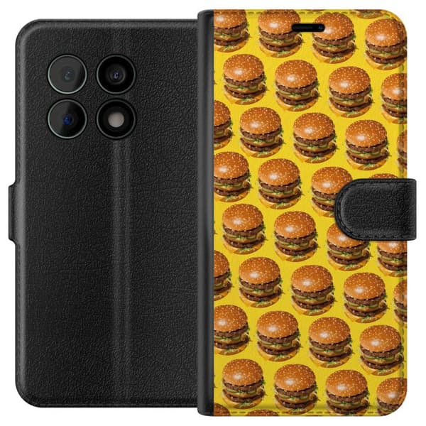 Kompatibel Tegnebogsetui til OnePlus 10 Pro Grafisk hamburgermønster til madelskere