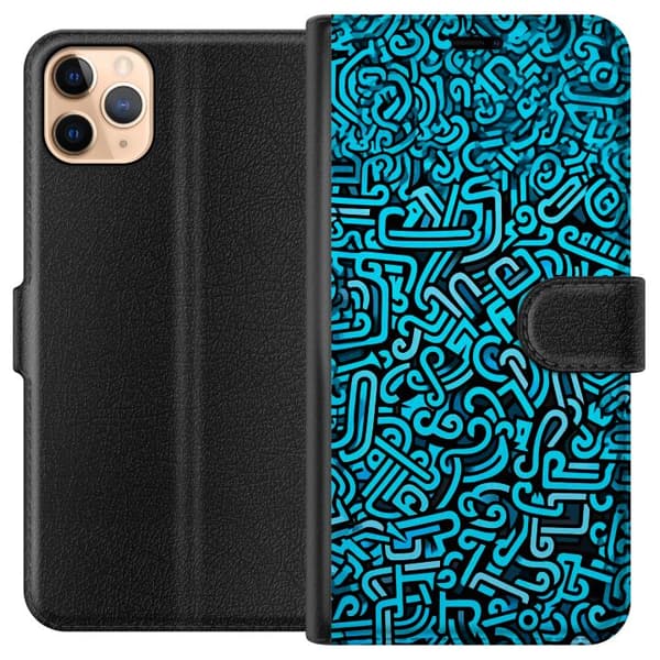 Kompatibelt Plånboksfodral till Apple iPhone 11 Pro Max Blå abstrakt graffiti