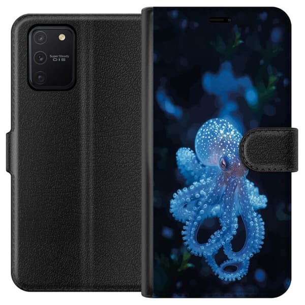 Kompatibelt Plånboksfodral till Samsung Galaxy S10 Lite Närbild av blå bläckfisk