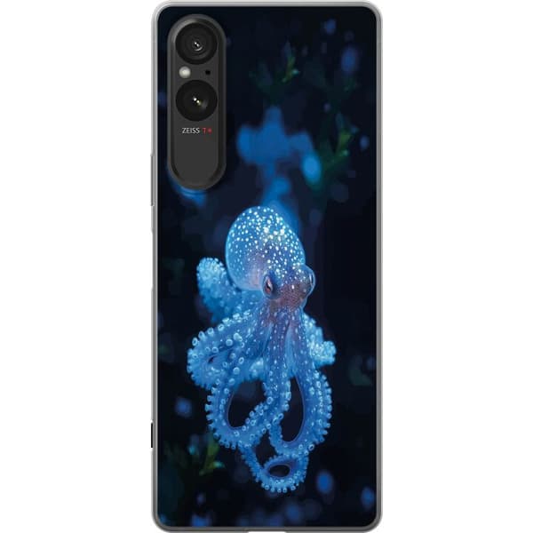 Kompatibelt Mobildeksel til Sony Xperia 5 V Nærbilde av blå blekksprut