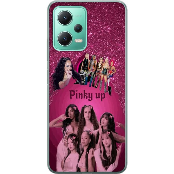 Kompatibel Mobilcover til Xiaomi Redmi Note 12 Rosa KATSEYE-collage med glitrende detaljer, rosetter og typografiske elementer