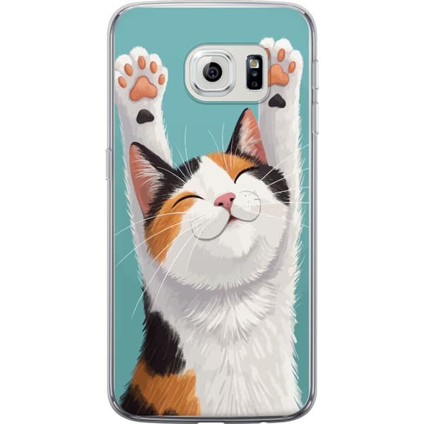 Kompatibelt Mobilskal till Samsung Galaxy S6 edge Glad trefärgad katt
