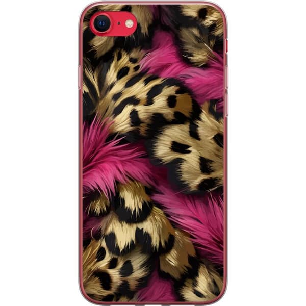 Kompatibelt Mobildeksel til Apple iPhone 7 Mykt leopardmønster med rosa detaljer