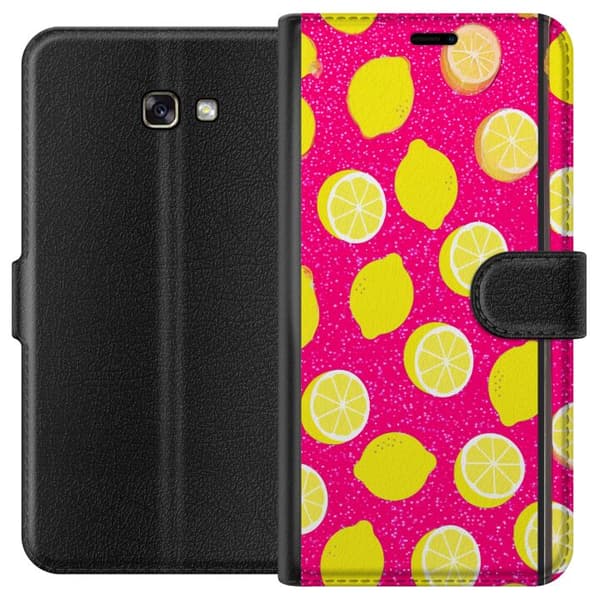 Kompatibelt Plånboksfodral till Samsung Galaxy A3 (2017) Citronmönster rosa