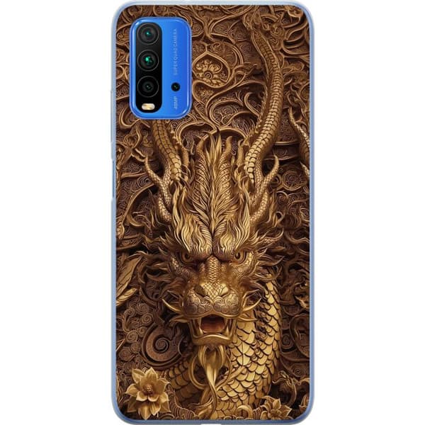 Kompatibelt Mobildeksel til Xiaomi Redmi Note 9 4G Elegant dragemotiv i gull