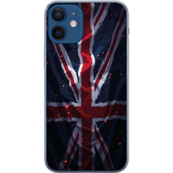 Kompatibelt Mobilskal till Apple iPhone 12 Union Jack i dramatisk röd, vit och blå design