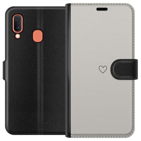 Kompatibelt Lommeboketui til Samsung Galaxy A20e Grått hjerte