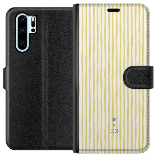 Kompatibel Tegnebogsetui til Huawei P30 Pro Rent design med bløde akvarelstriber