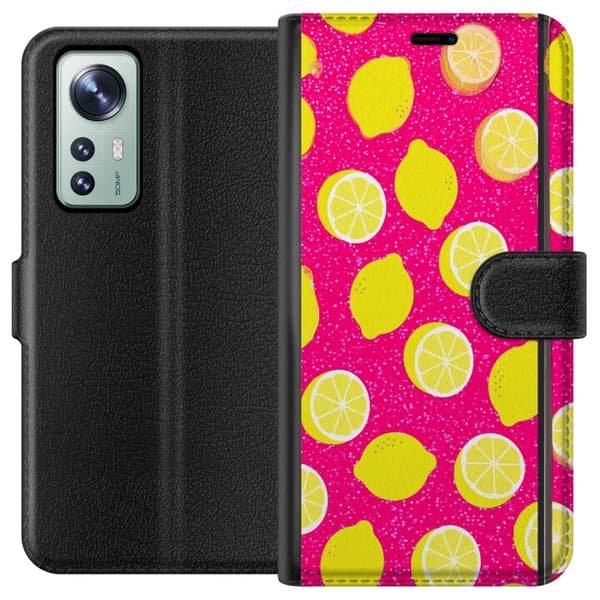Kompatibelt Plånboksfodral till Xiaomi 12 Citronmönster rosa