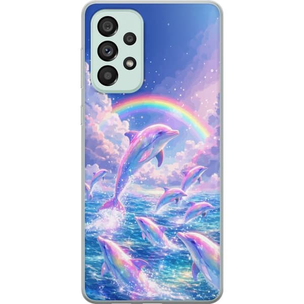 Kompatibelt Mobildeksel til Samsung Galaxy A73 5G Glittrande regnbågsdelfiner