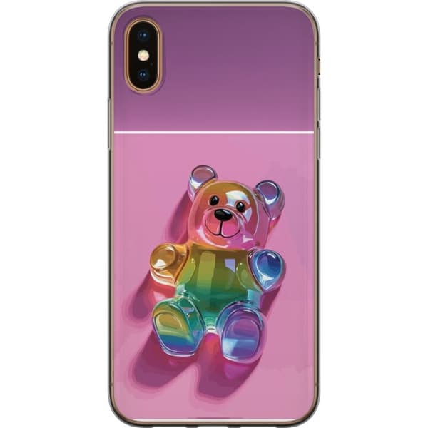 Kompatibelt Mobildeksel til Apple iPhone XS Max Søt teddybjørn design med regnbue-tema