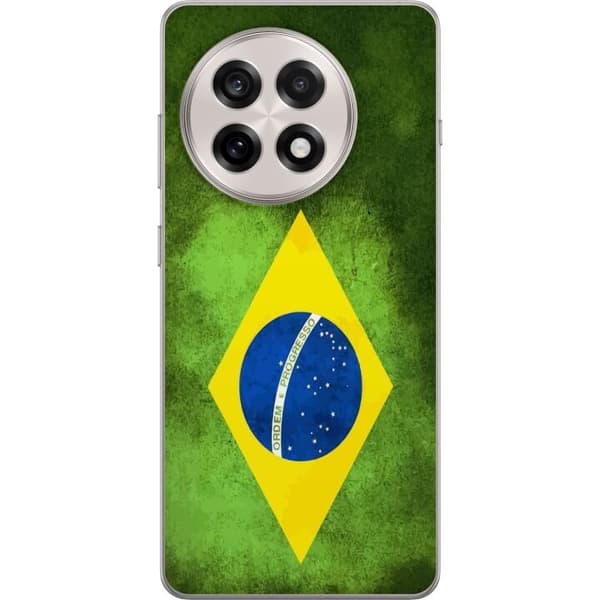 Kompatibelt Mobildeksel til OnePlus 13R Brasiliansk flagg med rustikk tekstur