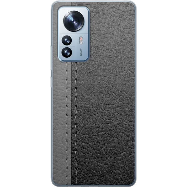 Kompatibelt Mobilskal till Xiaomi 12 Pro Black & Grey Leather