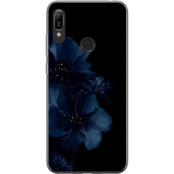 Kompatibelt Mobildeksel til Huawei Y6 (2019) Mörkblå blommor
