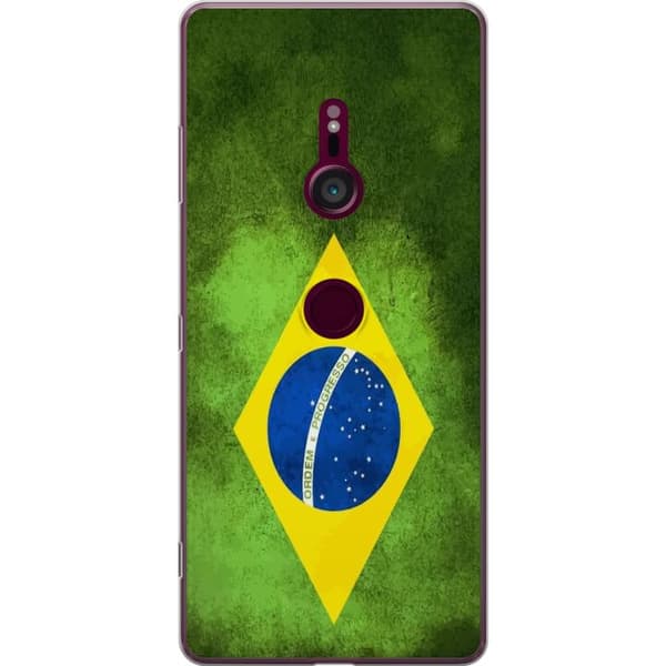 Kompatibelt Mobildeksel til Sony Xperia XZ3 Brasiliansk flagg med rustikk tekstur