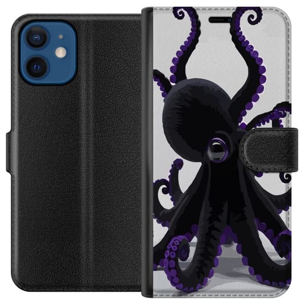 Kompatibel Tegnebogsetui til Apple iPhone 12 mini Svart bläckfisk