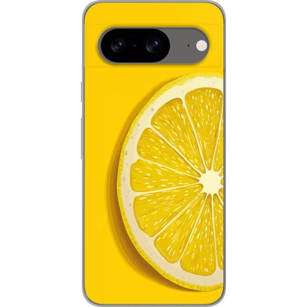 Kompatibelt Mobildeksel til Google Pixel 8 Fargerik sitronskive med minimalistisk sitrusdesign
