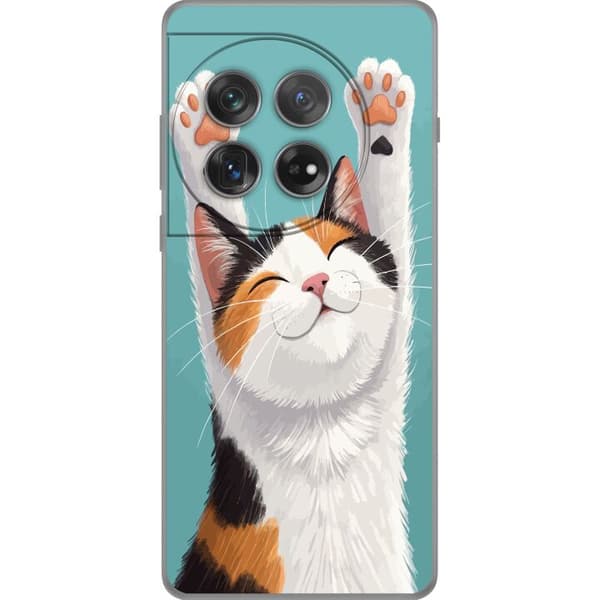 Kompatibelt Mobildeksel til OnePlus 12 Glad trefärgad katt