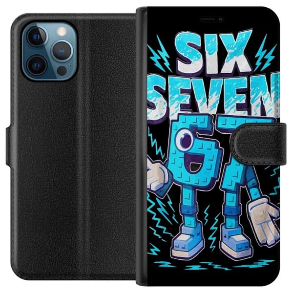 Kompatibel Tegnebogsetui til Apple iPhone 12 Pro Retro-arkadeillustration med pixelerede tal og lyn