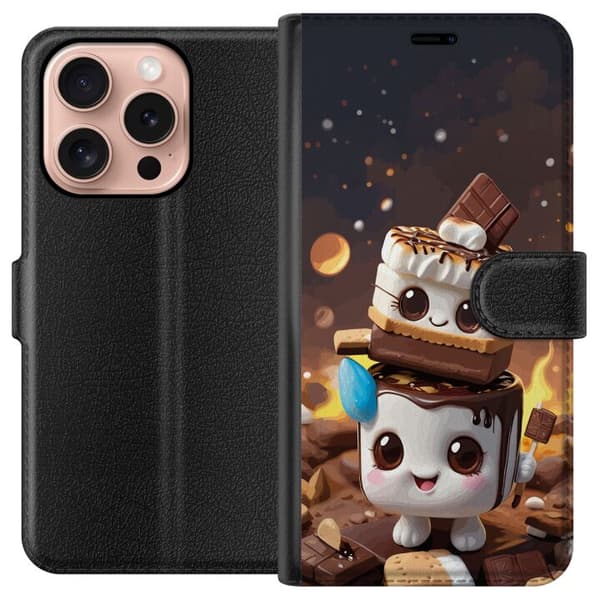 Kompatibel Tegnebogsetui til Apple iPhone 16 Pro Sød dessertdesign med marshmallow
