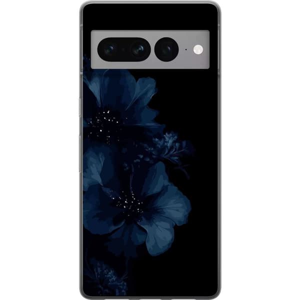 Kompatibelt Mobilskal till Google Pixel 7 Pro Mörkblå blommor