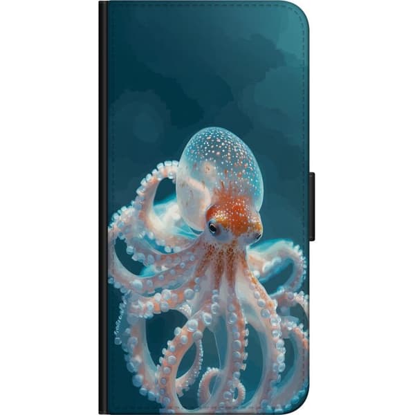 Kompatibel Tegnebogsetui til OnePlus 9 Pro Nærbillede af blæksprutte med bløde farvetoner