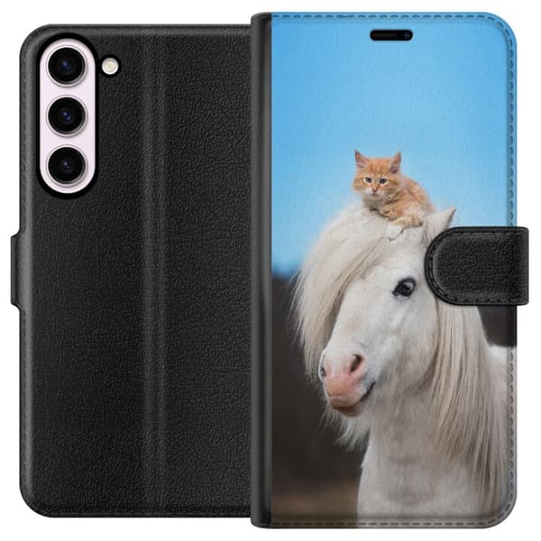 Kompatibelt Plånboksfodral till Samsung Galaxy S23+ Katt och Häst